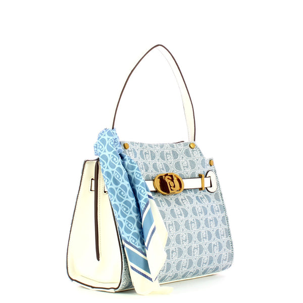 Liu Jo Liu jo - borsa a mano medium logata con foulard blue denim - aa | Italystation.com - Shop Now at italystation.com