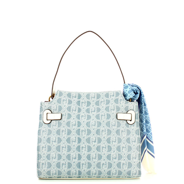 Liu Jo Liu jo - borsa a mano medium logata con foulard blue denim - aa | Italystation.com - Shop Now at italystation.com