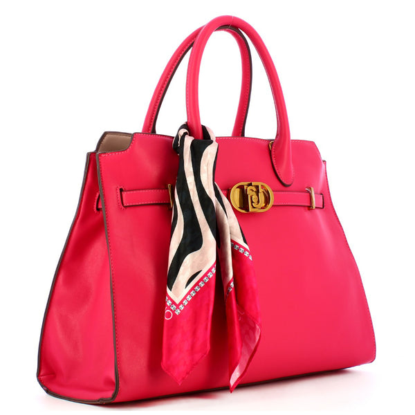 Liu Jo Liu jo - borsa a mano large con foulard viva magenta - aa4011e0 | Italystation.com - Shop Now at italystation.com