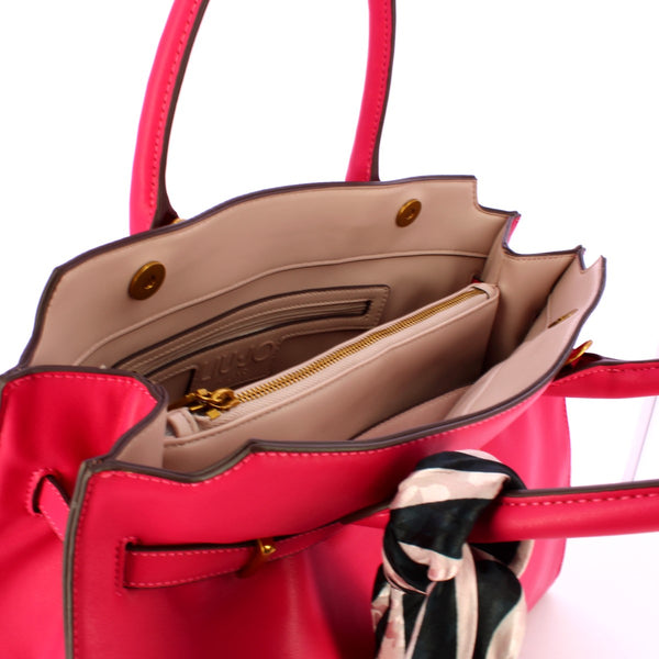 Liu Jo Liu jo - borsa a mano large con foulard viva magenta - aa4011e0 | Italystation.com - Shop Now at italystation.com