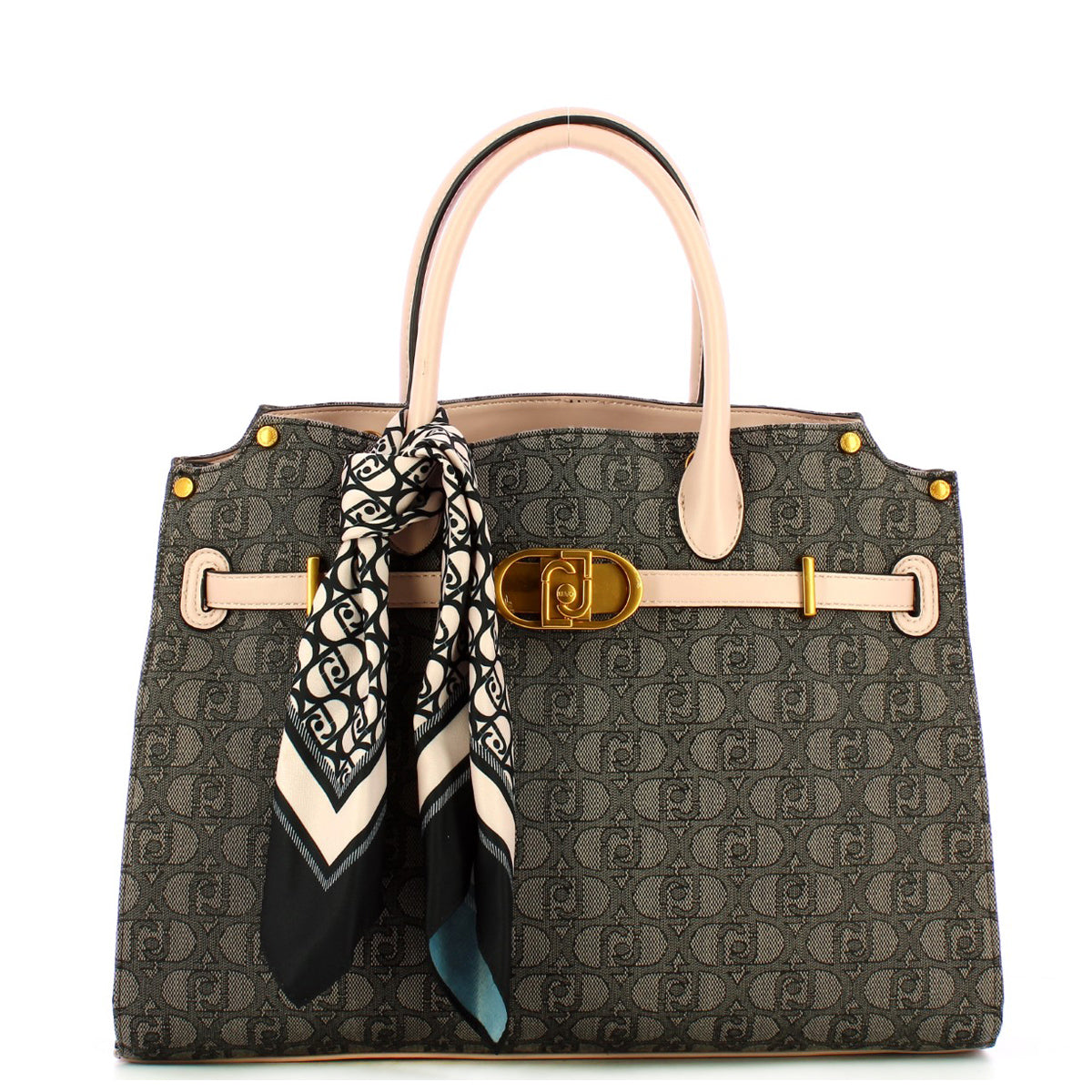 Liu Jo Liu jo - borsa a mano large logata con foulard nero - aa4011t93 | Italystation.com - Shop Now at italystation.com