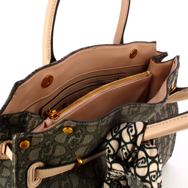 Liu Jo Liu jo - borsa a mano large logata con foulard nero - aa4011t93 | Italystation.com - Shop Now at italystation.com