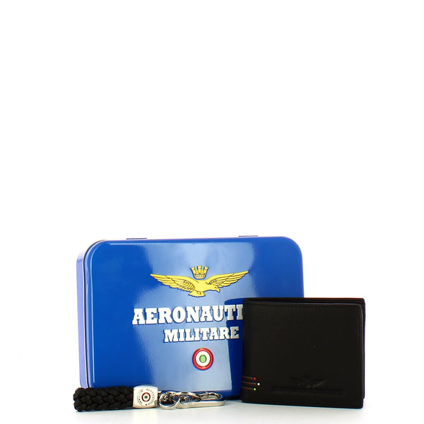 Aeronautica Militare - Cofanetto con Portafoglio e Portachiavi - AM190 - NERO