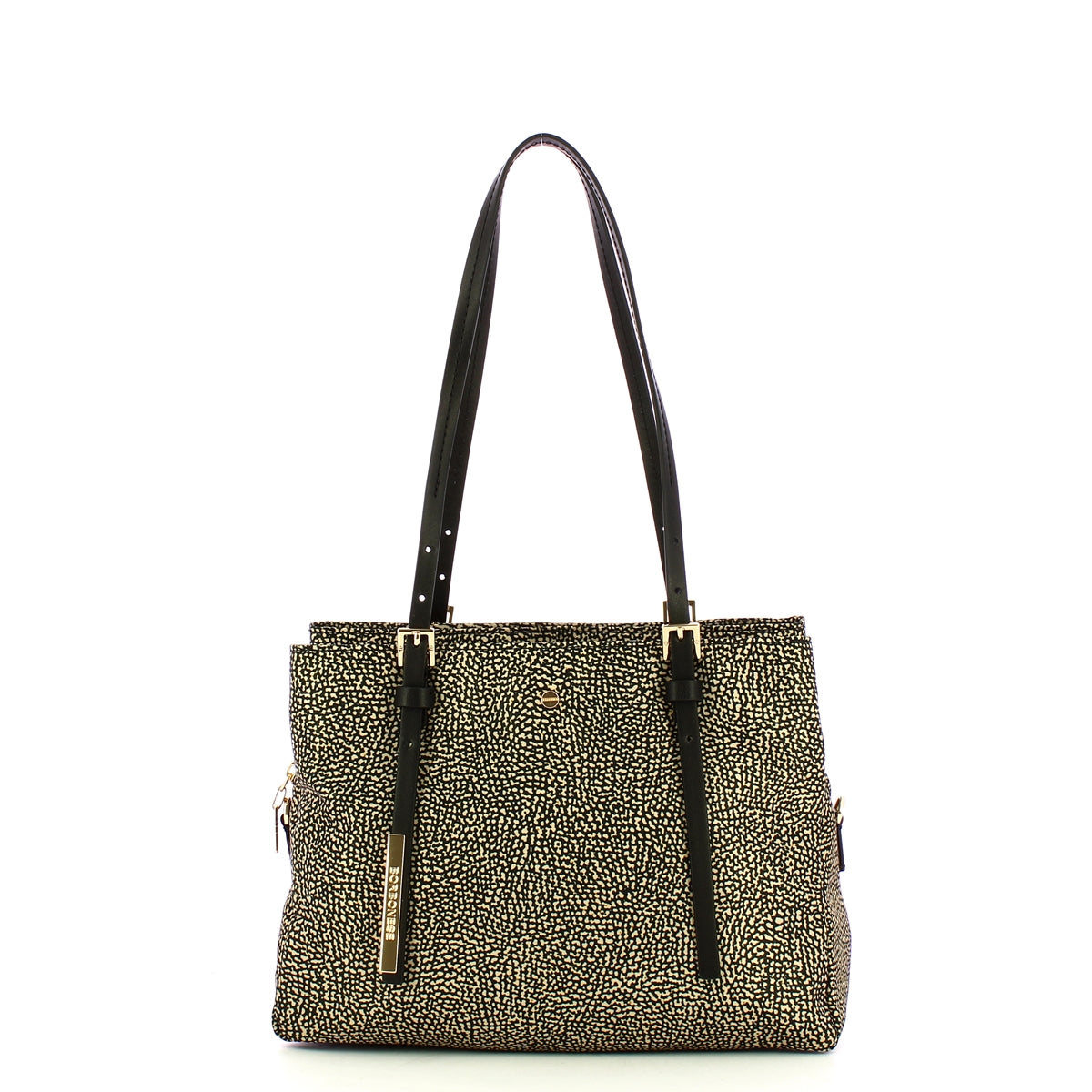 Borbonese - medium op natural black tote - 933777ah1 - op/na | Italystation.com - Shop Now at italystation.com
