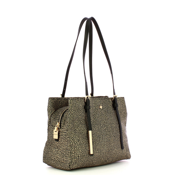 Borbonese - medium op natural black tote - 933777ah1 - op/na | Italystation.com - Shop Now at italystation.com