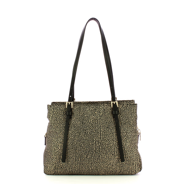 Borbonese - medium op natural black tote - 933777ah1 - op/na | Italystation.com - Shop Now at italystation.com
