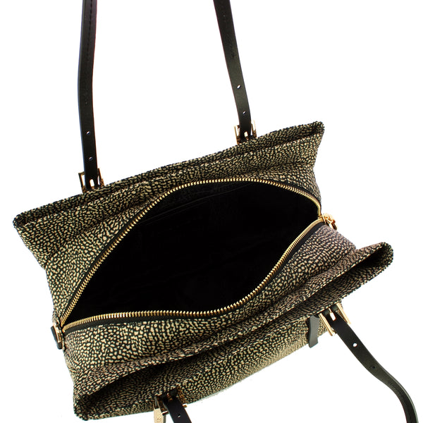 Borbonese - medium op natural black tote - 933777ah1 - op/na | Italystation.com - Shop Now at italystation.com