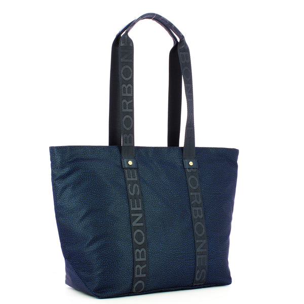 Borbonese - Eco Line Medium Blue Tote 934133I15 BLU | Italystation.com Shop Now at italystation.com