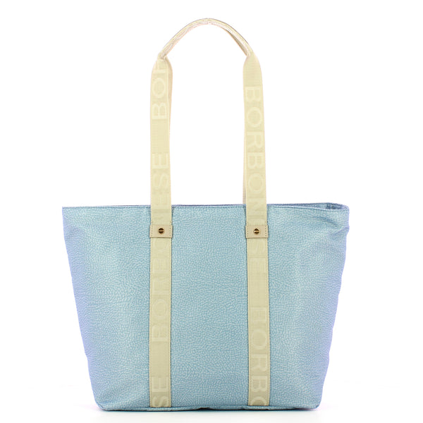 Borbonese - eco line medium topaz ligth grey tote - 934133i1 | Italystation.com - Shop Now at italystation.com