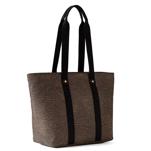 Borbonese - Eco Line Medium OP Natural Black Tote - 934133I15 - OP/NATURALE/NERO