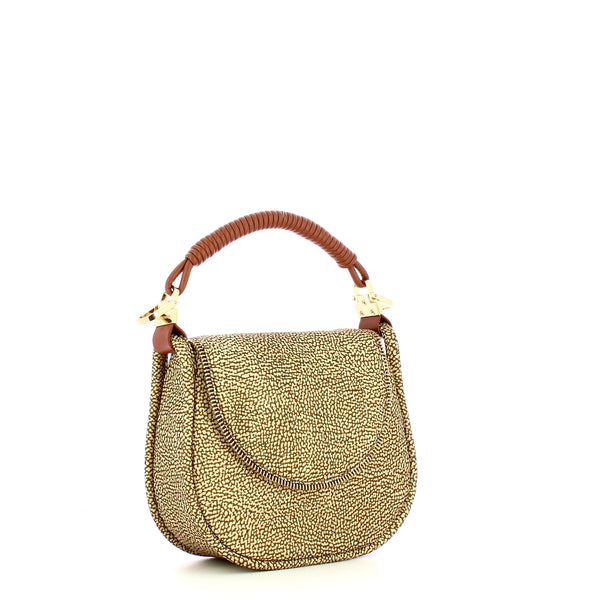 Borbonese - Horseback Small Beige Tobacco Hobo Bag - 924859AT9 - BEIGE/TOBACCO