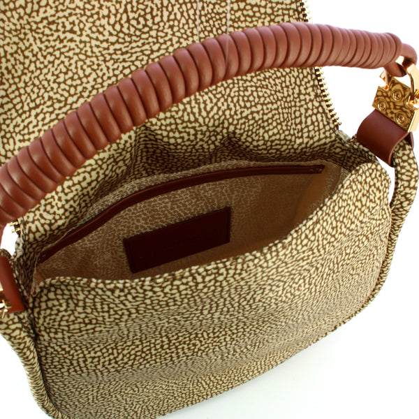 Borbonese - Horseback Small Beige Tobacco Hobo Bag - 924859AT9 - BEIGE/TOBACCO