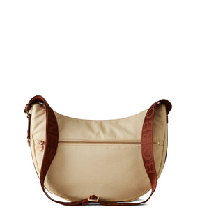 Borbonese - Luna Small Chamomile Tobacco Bag with pocket made of Recycled Nylon - 934107I15 - CAMOMILLA/CUOIO