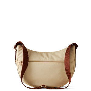Borbonese - Luna Middle Chamomile Tobacco Bag with pocket made of Recycled Nylon - 934108I15 - CAMOMILLA/CUOIO