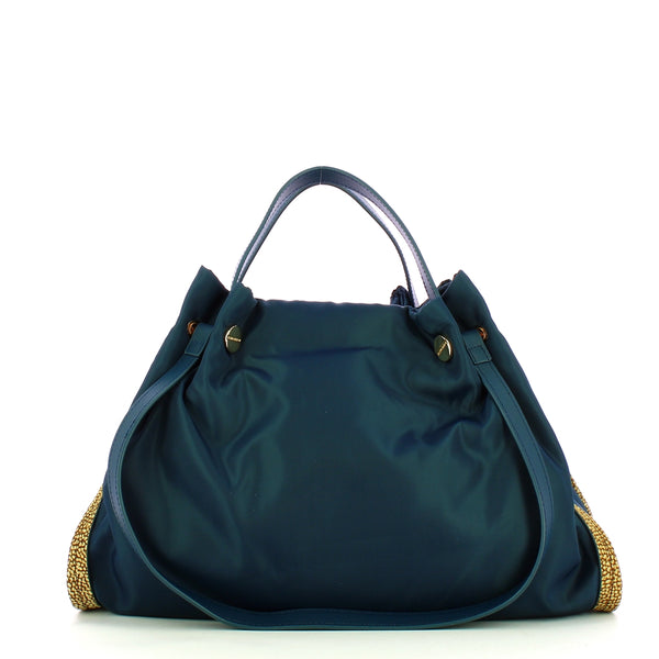 Borbonese - New Orbit Large Prussian Blue OP Natural Tote - 924177AQ3 - BLU/PRUSSIA/OP/NATURALE