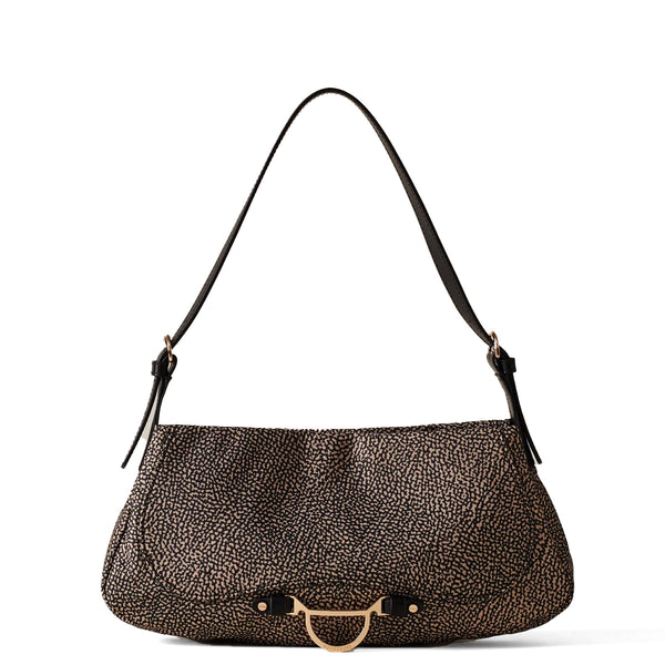 Borbonese - Capri OP Natural Black Shoulder Bag - 923402I15 - OP/NATURALE/NERO