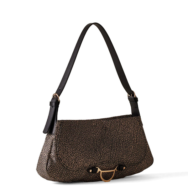 Borbonese - Capri OP Natural Black Shoulder Bag - 923402I15 - OP/NATURALE/NERO