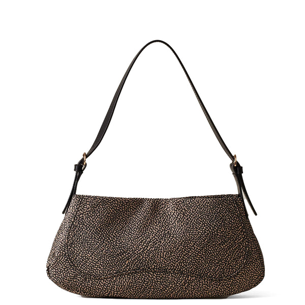 Borbonese - Capri OP Natural Black Shoulder Bag - 923402I15 - OP/NATURALE/NERO