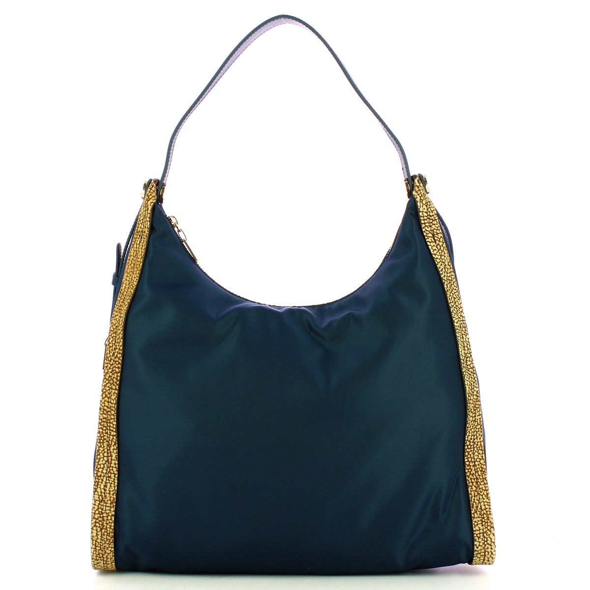 Borbonese - New Orbit Medium Prussian Blue OP Natural Hobo Bag - 924179AQ3 - BLU/PRUSSIA/OP/NATURALE