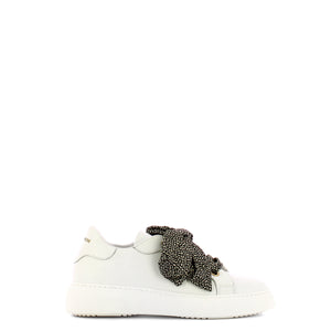 Borbonese - White Leather Sneakers with bow - 6DZ943CC4 - BIANCO