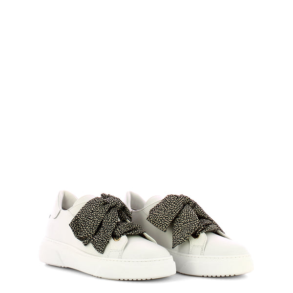 Borbonese - White Leather Sneakers with bow - 6DZ943CC4 - BIANCO