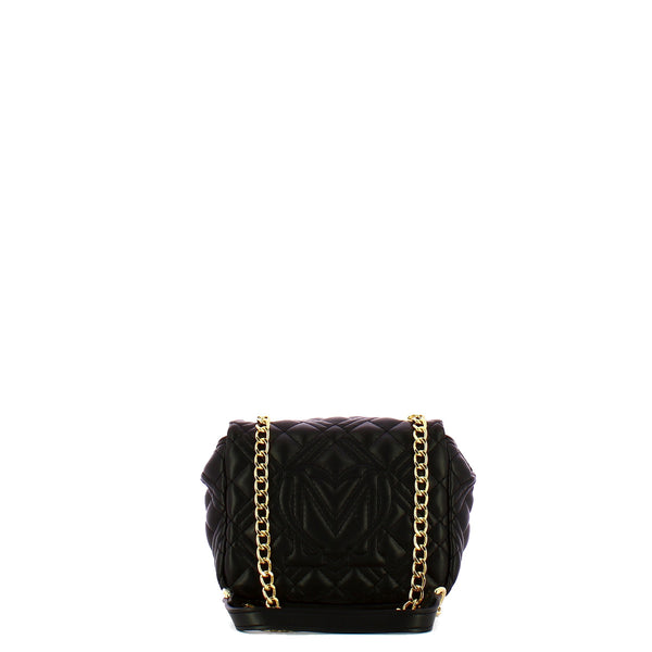 Love moschino - mini borsa a spalla shiny quilted nero - jc4231pp0i - nero/galv./oro | Italystation.com