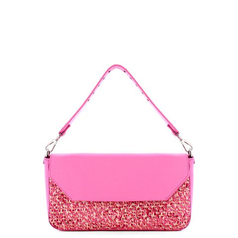 Iuntoo - essenziale tweed rosa large shoulder bag - 106001 - ro | Italystation.com - Shop Now at italystation.com
