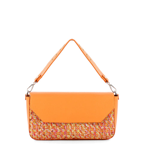 Iuntoo - essenziale tweed albicocca large shoulder bag - 106001 | Italystation.com - Shop Now at italystation.com