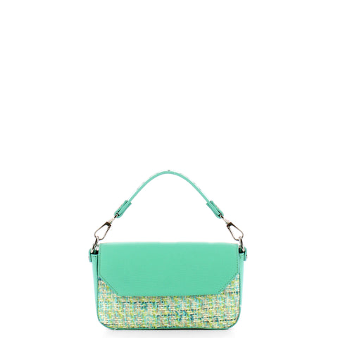 Iuntoo - essenziale tweed acquamarina mini handbag - 106003 - a | Italystation.com - Shop Now at italystation.com