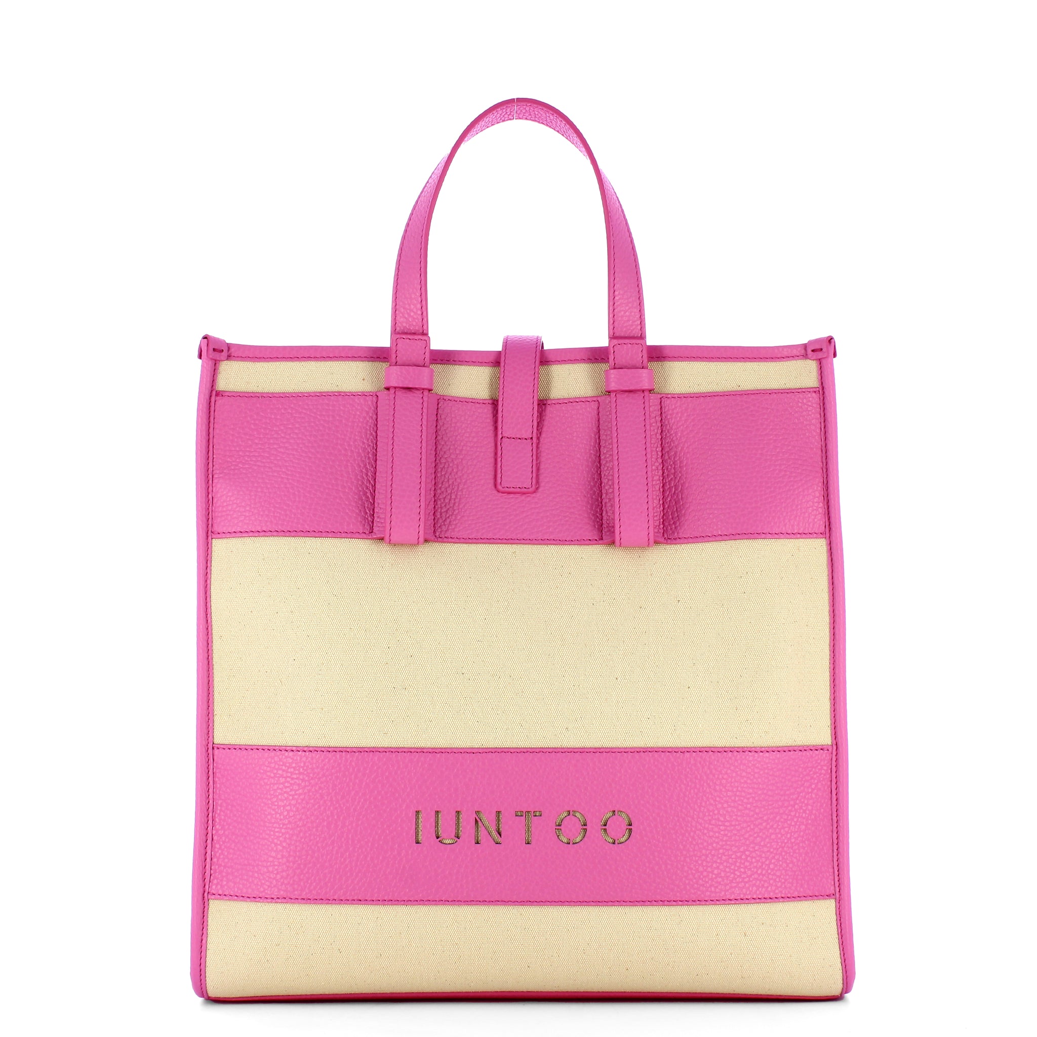 Iuntoo - essenziale canvas naturale rosa large tote - 105001 -  | Italystation.com - Shop Now at italystation.com