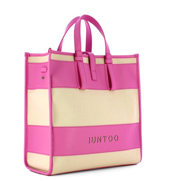 Iuntoo - essenziale canvas naturale rosa large tote - 105001 -  | Italystation.com - Shop Now at italystation.com