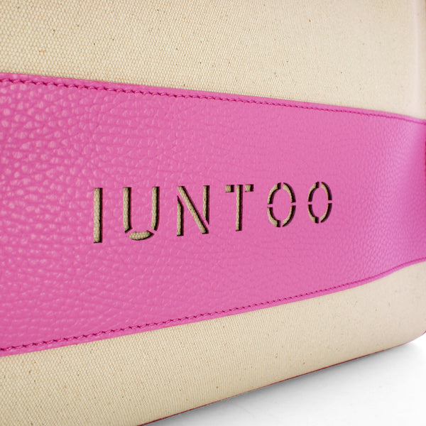Iuntoo - essenziale canvas naturale rosa large tote - 105001 -  | Italystation.com - Shop Now at italystation.com