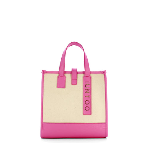 Iuntoo - essenziale canvas naturale rosa small tote - 105003 -  | Italystation.com - Shop Now at italystation.com