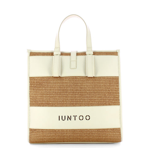 Iuntoo - essenziale rafia bianco large tote - 105011 - rafia/bi | Italystation.com - Shop Now at italystation.com