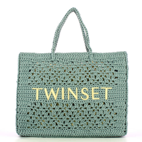 Twin Set - Shopper Bohémien Crochet Blue Tear - 241TB7320 - BLUE/TEAR