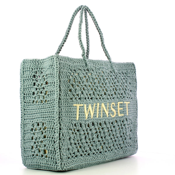 Twin Set - Shopper Bohémien Crochet Blue Tear - 241TB7320 - BLUE/TEAR