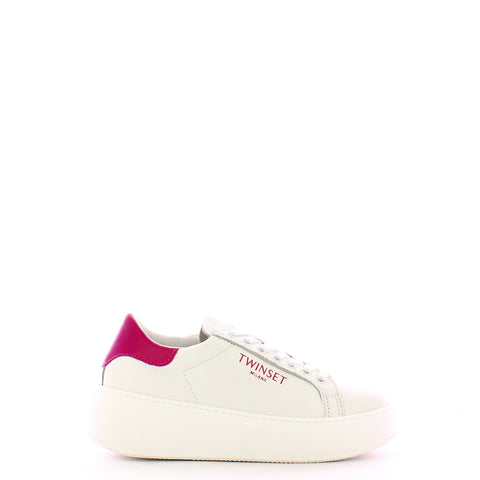 Twin Set - Sneakers platform in pelle Bianco Ottico Bright Rose - 241TCP050 - BIC.BIANCO/OTTICO/BRIGHT/ROSE