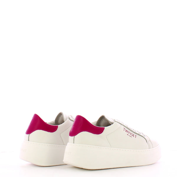 Twin Set - Sneakers platform in pelle Bianco Ottico Bright Rose - 241TCP050 - BIC.BIANCO/OTTICO/BRIGHT/ROSE