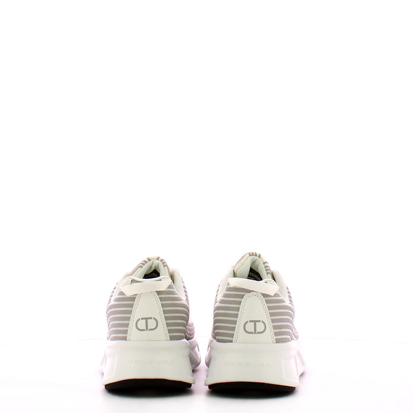 Twin Set - Sneakers Fessura a righe con logo Bianco Ottico - 241TCP212 - BIANCO/OTTICO