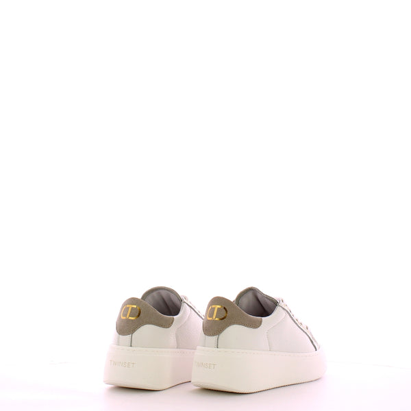 Twin Set - Sneakers con Dettaglio a Contrasto Bianco Ottico Parchment - 241TCT094 - BIC.OTTICO/PARCHMENT