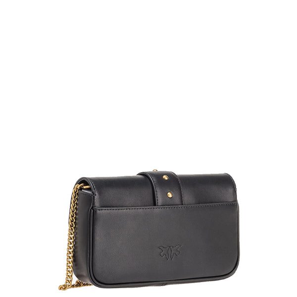 Pinko - mini borsa a tracolla love one simply nero antique gold  | Italystation.com - Shop Now at italystation.com
