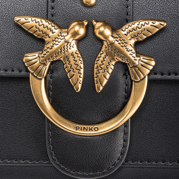 Pinko - mini borsa a tracolla love one simply nero antique gold  | Italystation.com - Shop Now at italystation.com