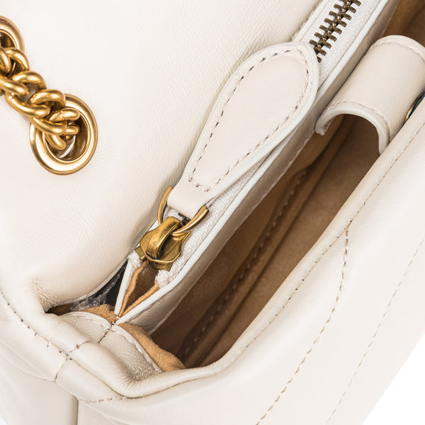 Pinko - Love Puff Maxi Quilt Bianco Seta Antique Gold Mini Cross | Italystation.com Shop Now at italystation.com