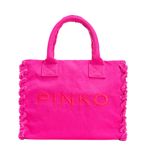 Pinko - Shopper Beach in canvas riciclato Pink Pinko Antique Gold - 100782A1WQ - PINK/PINKO-ANTIQUE/GOLD