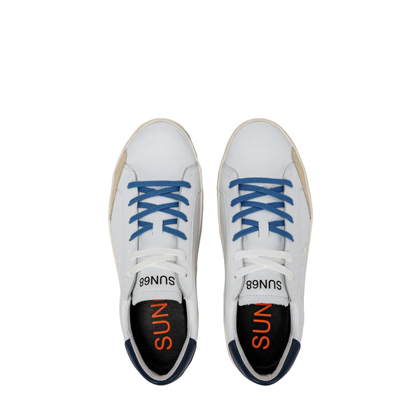 Sun68 - Sneakers Street Leather Bianco Navy Blue - Z34140 - BIANCO/NAVY/BLUE