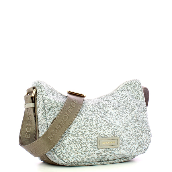 Borbonese - Tracolla Luna Bag Small Grigio Chiaro Grigio - 224077J47 - GRIGIO/CHIARO/GRIGIO