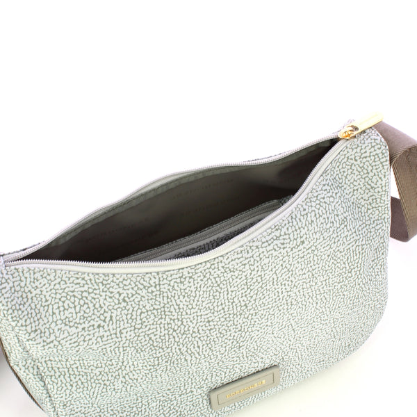 Borbonese - Tracolla Luna Bag Small Grigio Chiaro Grigio - 224077J47 - GRIGIO/CHIARO/GRIGIO