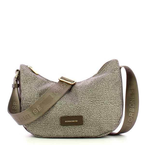 Borbonese - Tracolla Luna Bag Small Tortora Marrone - 224077J47 - TORTORA/MARRONE