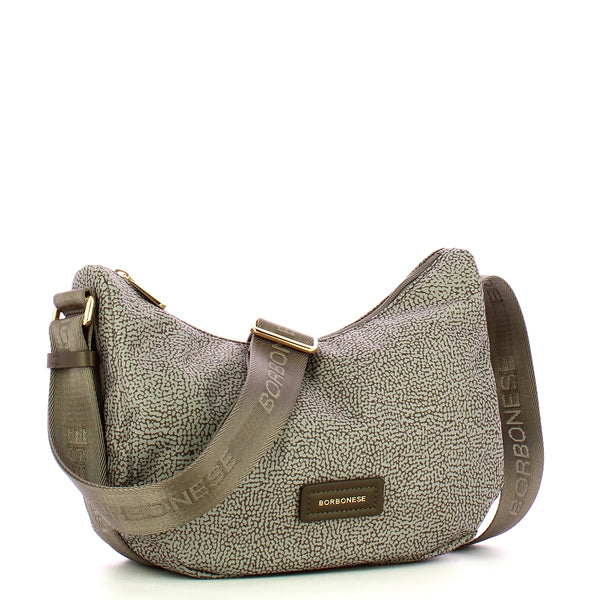 Borbonese - Tracolla Luna Bag Small Tortora Marrone - 224077J47 - TORTORA/MARRONE