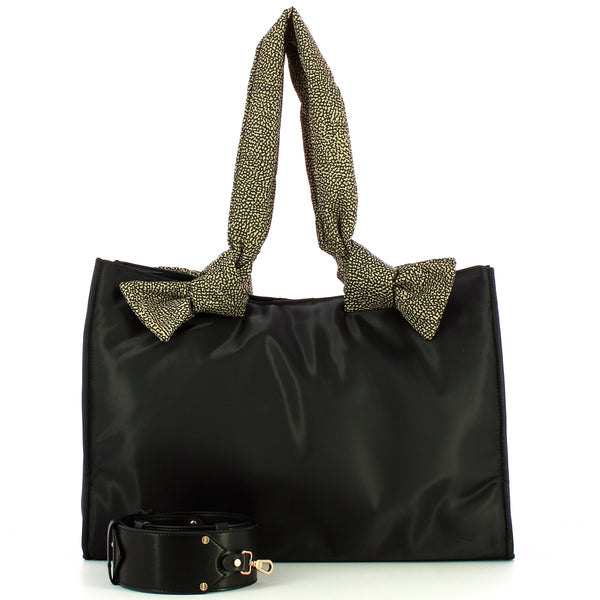 Borbonese - Borsa Shopping L Nero OP Naturale 933495AJ1 | Italystation.com Shop Now at italystation.com